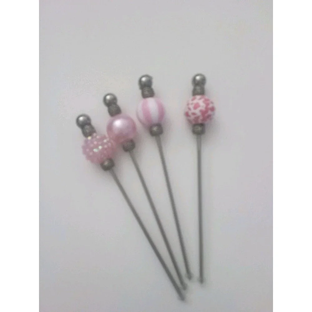 Set Of Four Beaded Cocktail  Sticks Girl Theme In Pink Great For Girls Nite Out